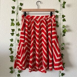Xhilaration Women’s Red Orange Chevron Circle A-Line Knee Length Skirt Size M